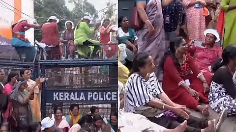 Image featuring ASHA workers protesting 