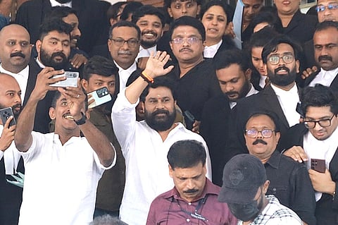 Dileep coming out of court after acquittal 