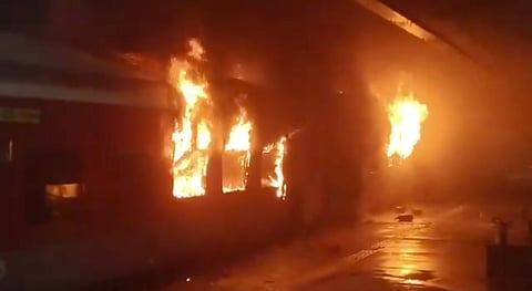 One killed after 2 train coaches catch fire in Andhra Pradesh's Anakapalli
