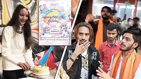 Images of Shivangi at her birthday party, her party invite, and the mob that turned up. 
