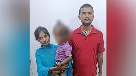 Munitha Kumari and Gaurav Kumar with their child