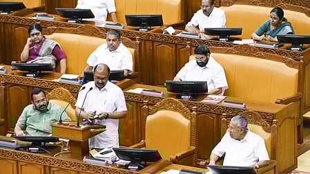 Finance Minister KN Balagopal presenting the budget 