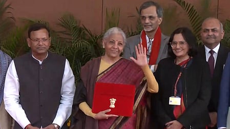 Finance Minister Nirmala Sitharaman with the FY 2026-27 budget