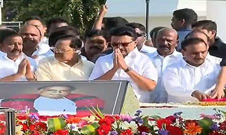 CM Stalin, DMK cadres honour Annadurai on 57th death anniversary