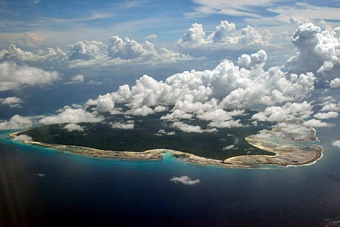 An aerial view of North Sentinel island. 