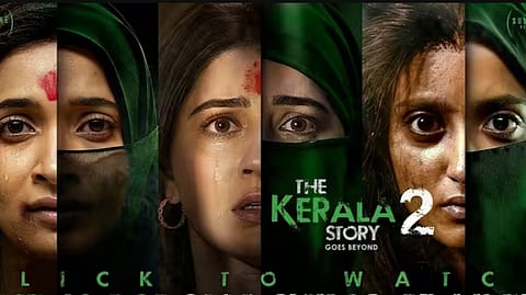 Image featuring three women, a screengrab from Kerala Story 2 trailer. 