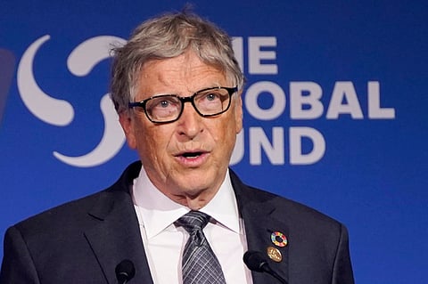 Bill Gates speaks during the Global Fund's Seventh Replenishment Conference, Sept. 21, 2022, in New York. 