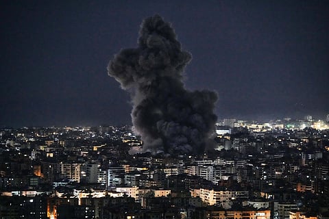 Smoke rises from Israeli airstrikes in Dahiyeh, a southern suburb of Beirut, Lebanon, early Tuesday, March 3, 2026. 