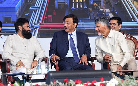 CM Naidu lays foundation for Rs 1.35 lakh cr ArcelorMittal Nippon steel plant near Vizag 