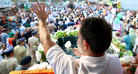 Rahul Gandhi in an election campaign rally