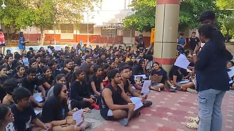 Students protesting at TNNLU