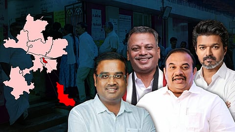 The contest features DMK's Inigo Irudayaraj, G Rajashekaran of AIADMK, along with TVK chief Vijay and NTK’s Dr Krishnasamy. 