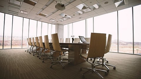 An empty conference room at a corporate office