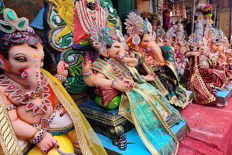 Different varities of Ganesh idols put on display at Dhoolpet