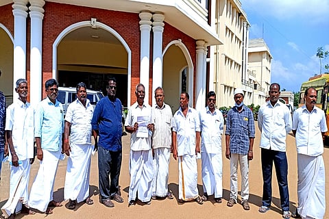 Residents of Michaelpatti village in front of collectorate