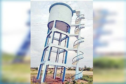 Overhead tank inaugurated three months ago in Mission Bhagiratha tilts in Telangana