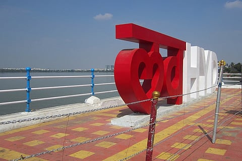 'Love Hyderabad' monument defaced, temporarily fenced