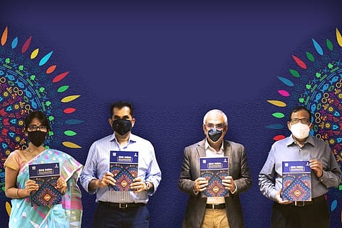 Niti Aayog officials presenting SDG Index for the year 2020-21