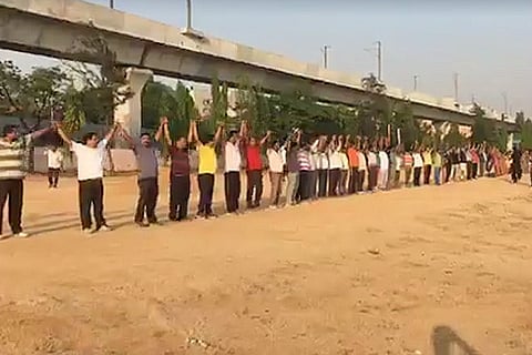 Hundreds form human chain to save Secunderabad’s Parade Ground