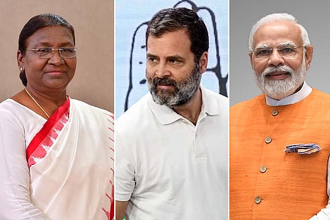 President Draupadi Murmu, MP Rahul Gandhi, Prime Minister Narendra Modi