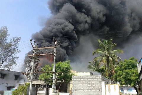 Fire breaks out in Coimbatore's SIDCO, 15 fire tenders battling the blaze Fire breaks out in Coimbatore's SIDCO, 15 fire tenders battling the blaze