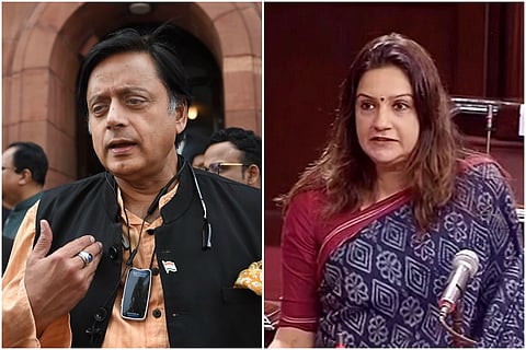 The collage of Shashi Tharoor and Priyanka Chaturvedi 