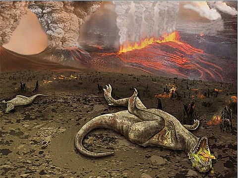  Volcanic eruptions in India and asteroids wiped out dinosaurs,says Jurassic study