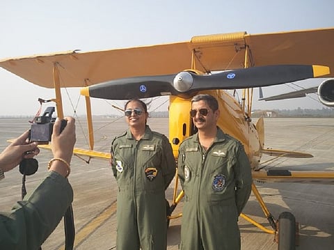 In a significant first for IAF, female pilot flies a vintage plane