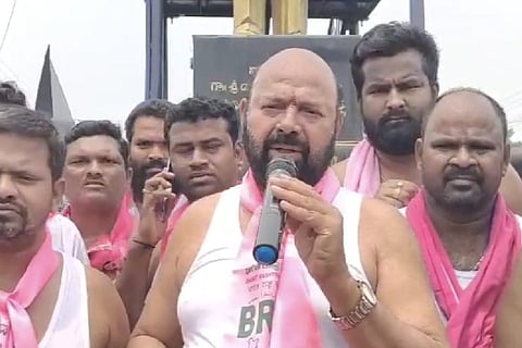 BRS MLA takes his shirt off to protest against party MLC competing for Jangaon ticket