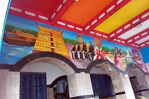 Culture on walls: Colourful murals now adorn the walls of T'puram railway station
