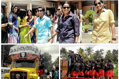 Onam 2015: Not cream and gold, campuses awash  with celluloid hues