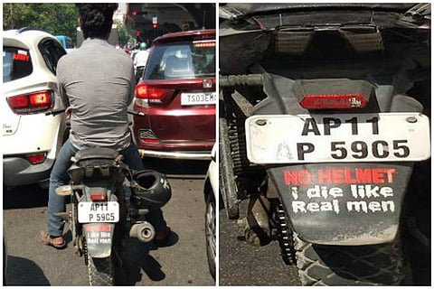 Real men don’t wear helmets? Hyderabad cops call motorist’s bluff