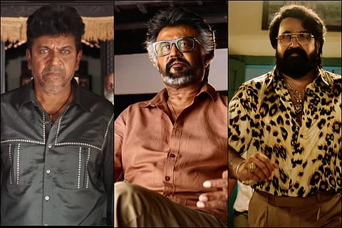 Shiva Rajkumar, Rajini and Mohanlal in Jailer