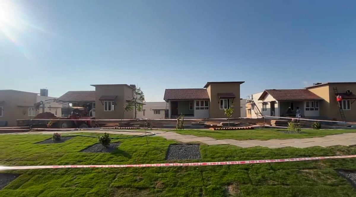 Newly built houses at the Wayanad rehabilitation township. 