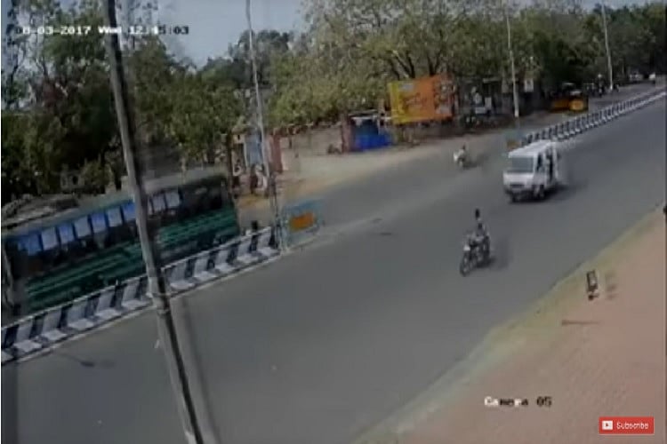 CCTV captures shocking crash of two bikes driving in wrong direction on ...