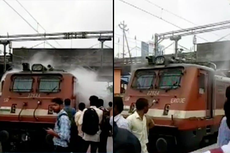 Smoke billows out of engine of GuruvayurErnakulam passenger train