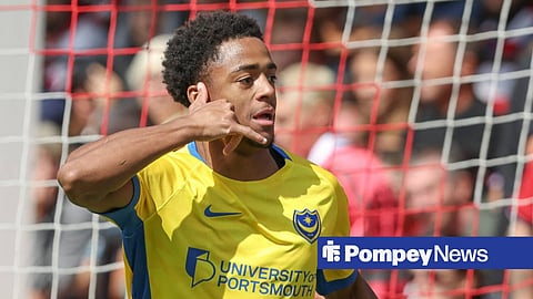 Ryan Kavuma-McQueen celebrating for Portsmouth