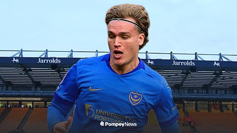 Portsmouth's Marko Milovanovic in action with Norwich City's Carrow Road background