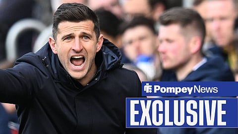 Portsmouth manager John Mousinho shouting