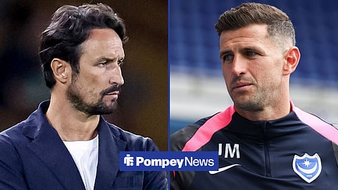 Wolves manager Cesar Peixoto and Portsmouth manager John Mousinho