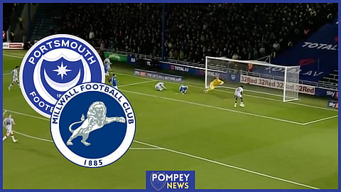 Raees Bangura-Williams missed a near-open goal for Millwall at Portsmouth [Credit: Sky Sports]