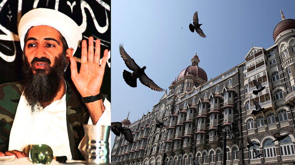 Osama bin Laden (left) and Mumbai’s the Taj Mahal Palace building (right). (Photo: Reuters)&nbsp;