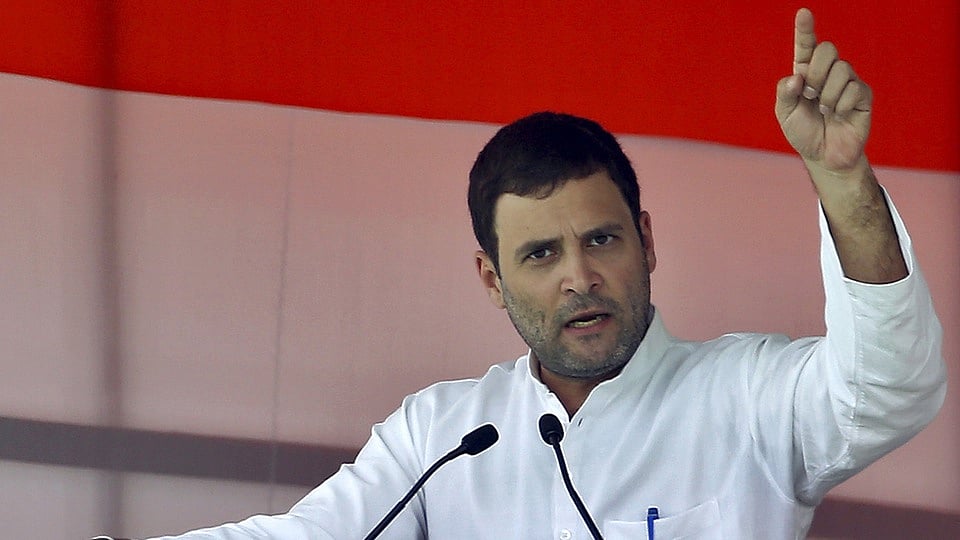 Rahul Gandhi addressing a rally in New Delhi. (Photo: Reuters)