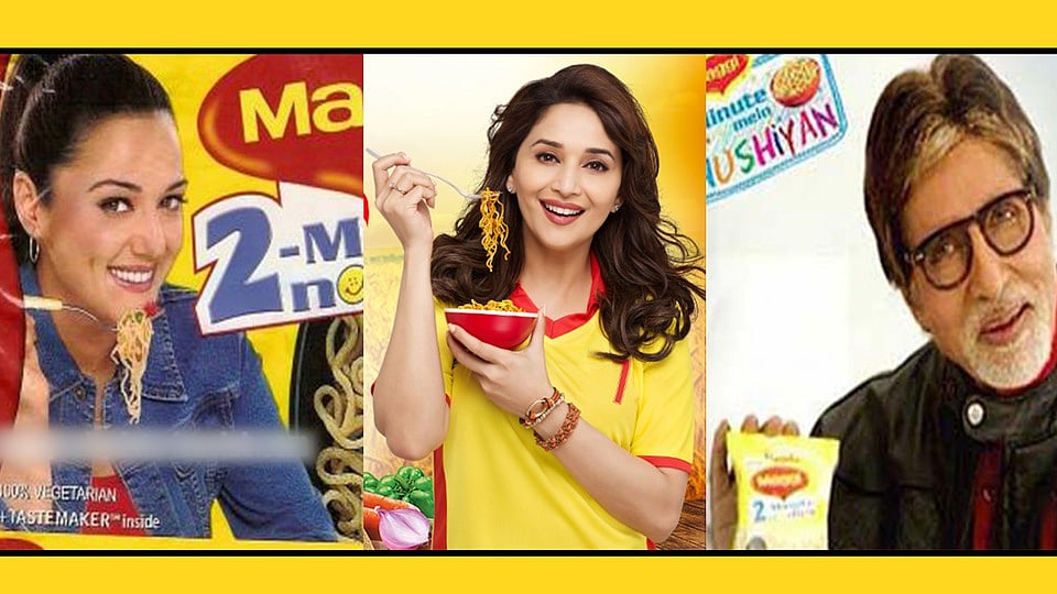 Maggi advertisements, the product which the three celebrities have endorsed in the past. (Courtesy: <a href="https://maggi.in/">Maggi.in</a>)