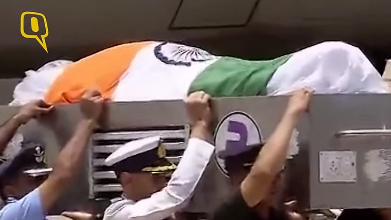 Mortal remains of APJ Abdul Kalam arrive in Delhi on Tuesday. (Photo: ANI screengrab)