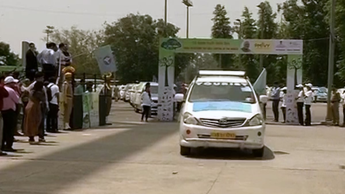 Skill vans flagged off by Union Minister Rajiv Singh Rudy. (Photo courtesy: ANI Screengrab)