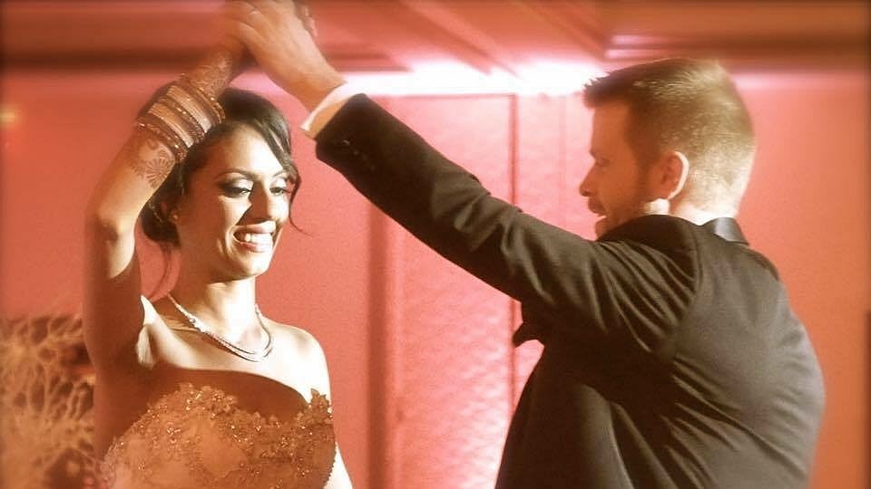 Simran Malhotra and Frank Gregoire on their wedding reception in a video that went viral. (Photo: Simran Malhotra)