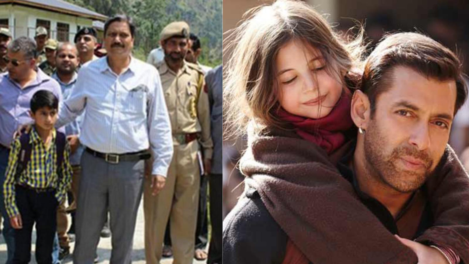 Sameer Kayani with Indian army officials (Photo: Twitter/SpokespersonMoD) Salman Khan with Harshali in <i>Bajrangi Bhaijaan</i>