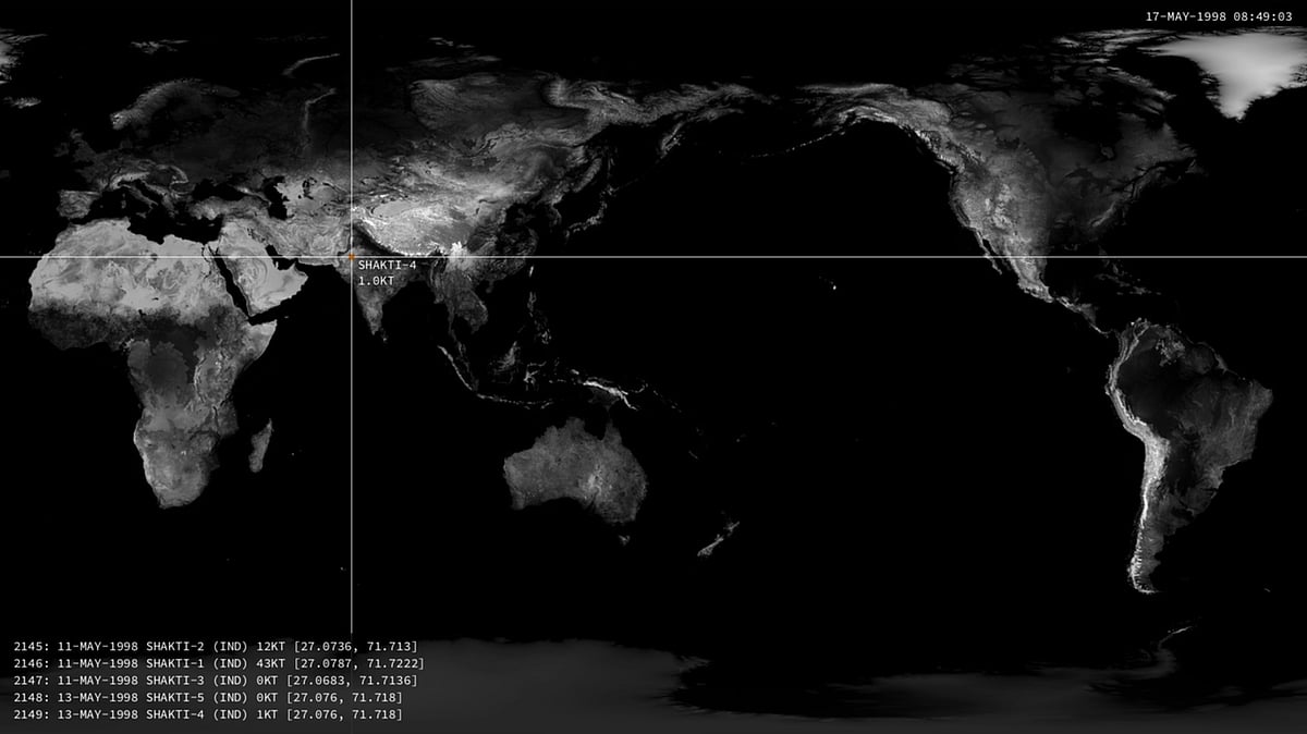India’s nuclear test of 1998 marked in the video that visualises every single nuclear detonation since 1945.