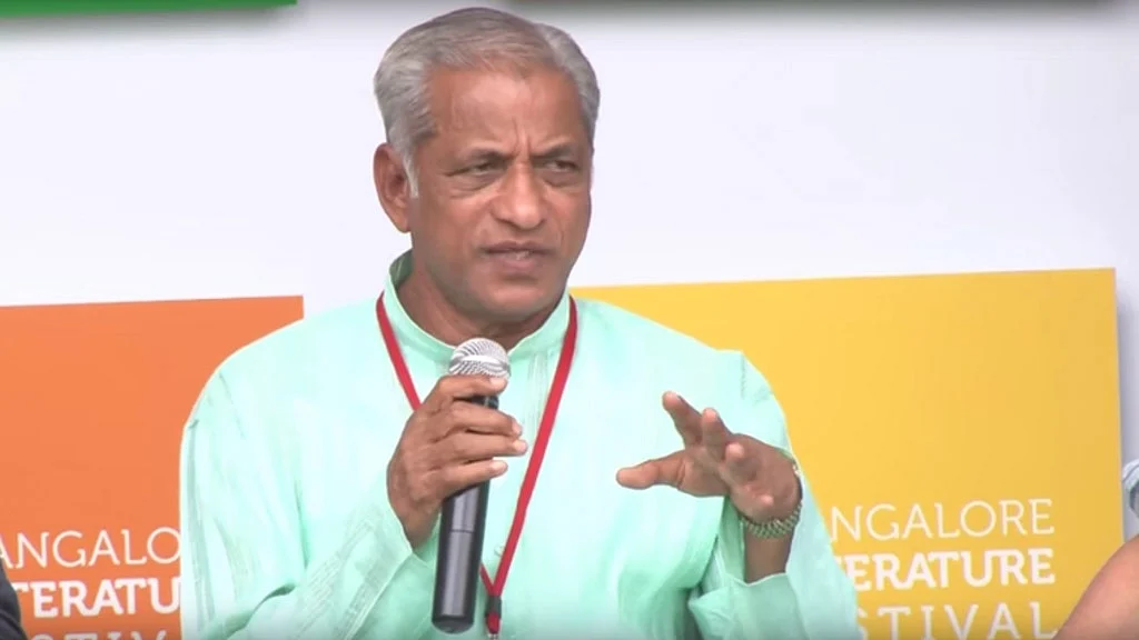 Rationalist KS Bhagwan speaking at the Bangalore Literature Festival in April. (Photo: <a href="https://www.youtube.com/watch?v=mYvjn4rCGPY">YouTube/BangaloreLitFest</a>)